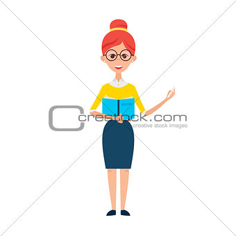 Woman Teacher with Glasses and Book