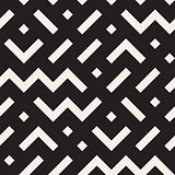 Vector Seamless Black and White Geometric Shapes Jumble Pattern