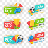Collection of soccer cup badges.