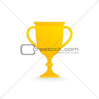 Golden trophy cup isolated on white.