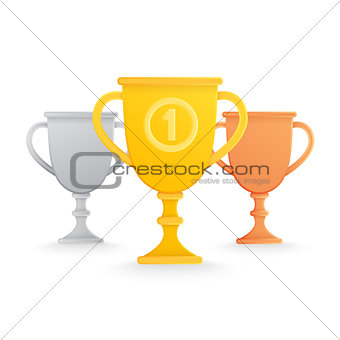 Trophy cups isolated on white.