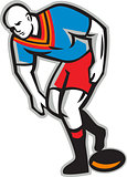 Rugby League Player Playing Ball Retro