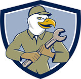 American Bald Eagle Mechanic Spanner Crest Cartoon 
