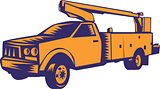 Cherry Picker Mobile Lift Truck Woodcut