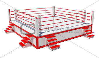 Boxing ring isolated on white background