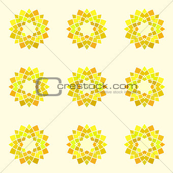 Seamless pattern with yellow mandala.