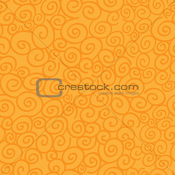 Seamless pattern with curls on orange background.