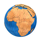 Africa on wooden Earth