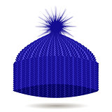 Blue Knitted Cap Isolated. Winter Hat