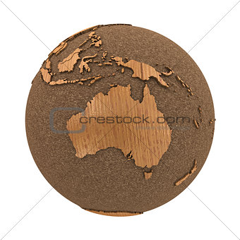 Australia on wooden planet Earth