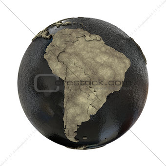 South America on Earth of oil