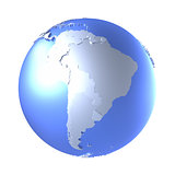 South America on bright metallic Earth