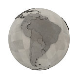 South America on metallic planet Earth