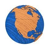 North America on wooden Earth