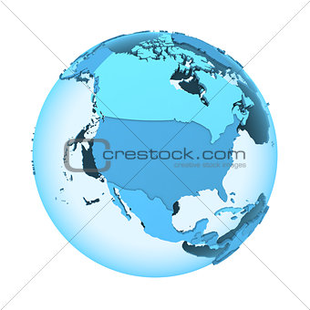 North America on translucent Earth