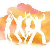 People dancing on a watercolor background