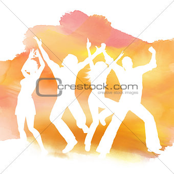 People dancing on a watercolor background
