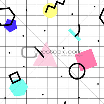 Vector seamless geometric pattern. Memphis Style. Abstract 80s.