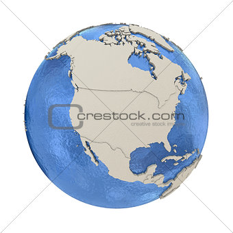 North America on model of planet Earth