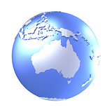 Australia on bright metallic Earth