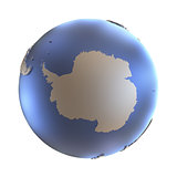 Antarctica on golden metallic Earth