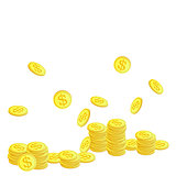 Golden coins with dollar symbol
