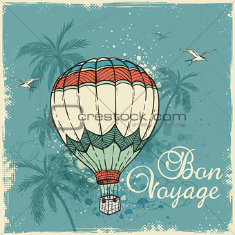 Retro background with air balloon