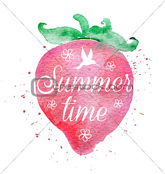 Abstract pink watercolor strawberry