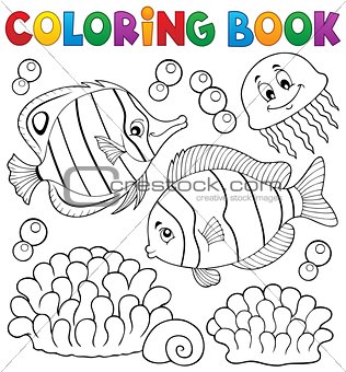 Coloring book coral fish theme 2
