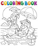 Coloring book girl on sunlounger theme 2