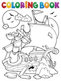 Coloring book shipwreck with rocks