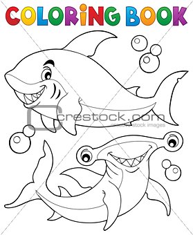 Coloring book with two sharks