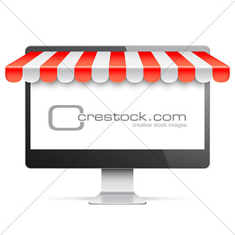 Computer Monitor with Red Awning