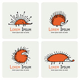 Funny hedgehog, logo set for your design