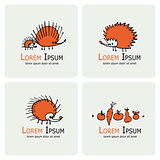 Funny hedgehog, logo set for your design