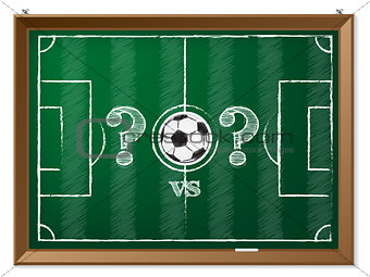 Soccer field with question mark vs question mark