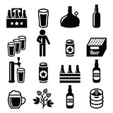 Beer, brewery, pub vector icons set