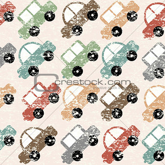 Vintage background with cartoon cars