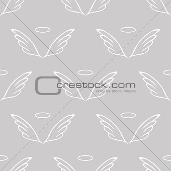 Angel wings gray sketch pattern