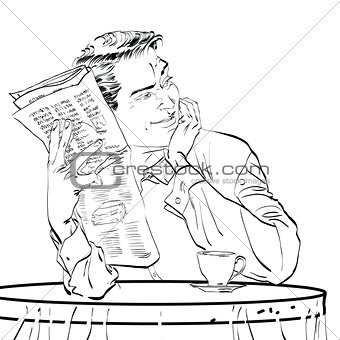man newspaper Breakfast coffee table