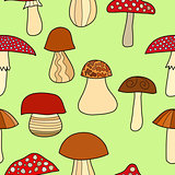 abstract doodle mushroom seamless pattern