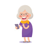 Happy Old Woman Take a Selfie