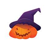 Jack 'O Lantern Pumpkin wearing Witch Hat