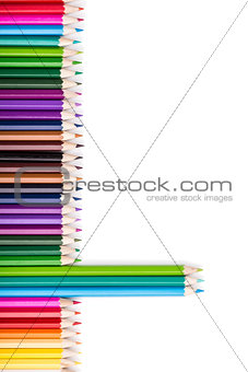 Color pencils with three pencils standing out