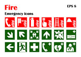 Fire emergency icons. Vector illustration. 