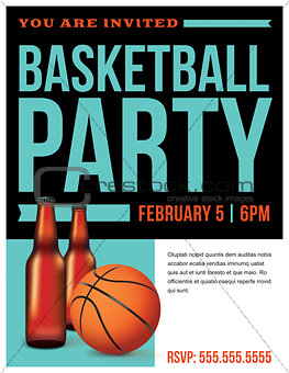 Basketball Party Flyer Template Illustration