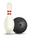 Bowling Pin and Ball Isolated Illustration