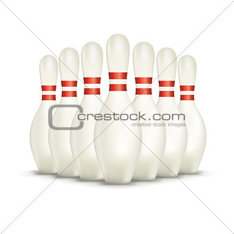 Set of Isolated on White Bowling Pins