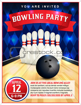 Bowling Party Flyer Template Illustration
