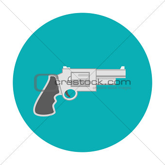 Revolver pistol icon flat